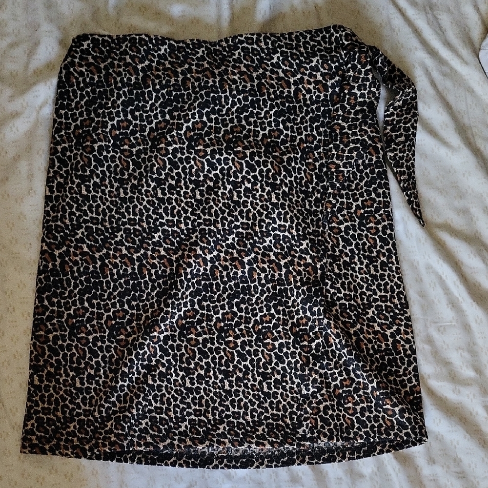 Leopard Print Wrap Mini Skirt